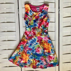 EMILY WEST GIRLS FLORAL FIT & FLARE DRESS